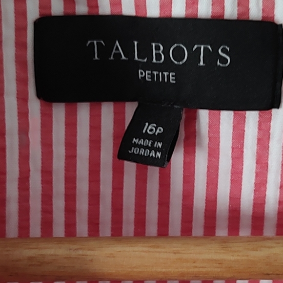 Talbot's Pinstripe Blazer Color White And Coral 2 Pockets Size 16 P Buttons New - Picture 9 of 9